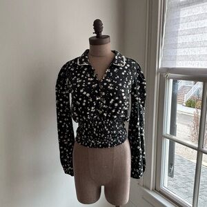 Maeve Black Floral Blouse